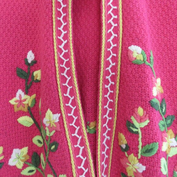 LOVESHACKFANCY Brighton Wool Blend Floral Knit Pink Cloak Cottagecore Coquette - Picture 10 of 16